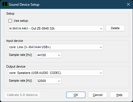Sound device setup